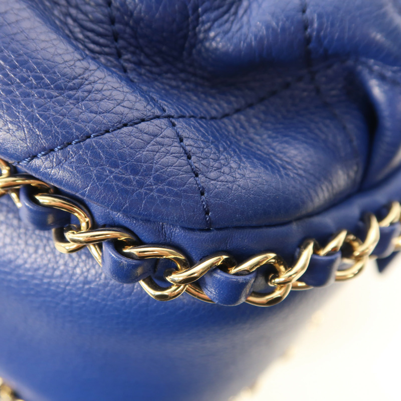 CHANEL 牛皮皮革Chain Shoulder金扣鏈帶肩背袋-5