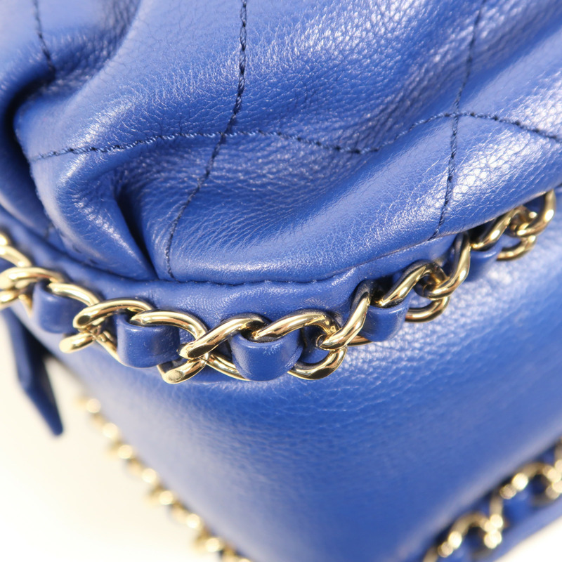 CHANEL 牛皮皮革Chain Shoulder金扣鏈帶肩背袋-6