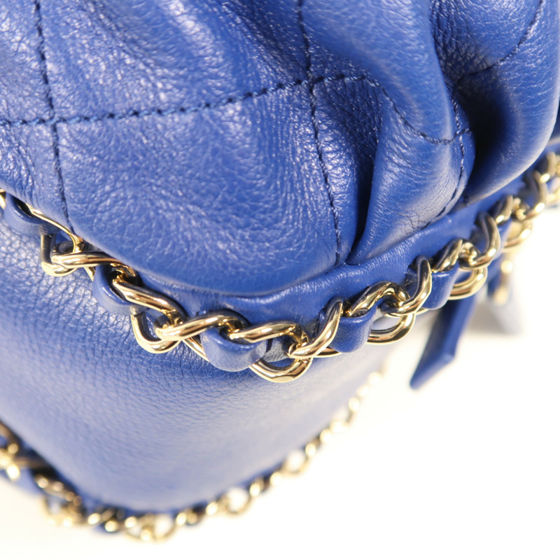 CHANEL 牛皮皮革Chain Shoulder金扣鏈帶肩背袋-7