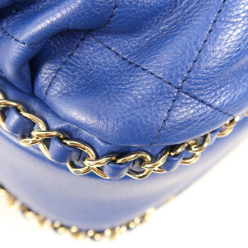 CHANEL 牛皮皮革Chain Shoulder金扣鏈帶肩背袋-8
