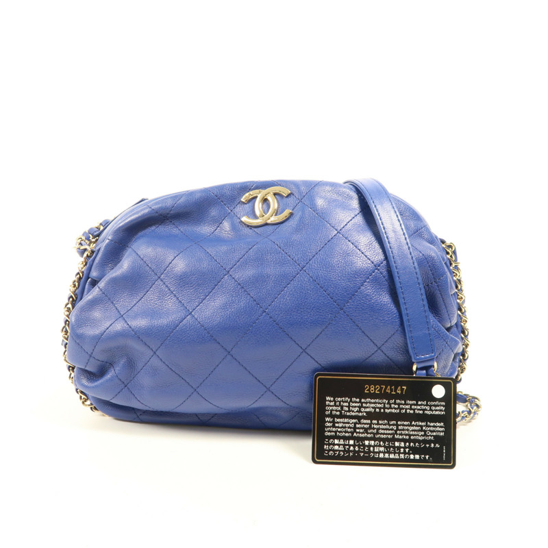 CHANEL 牛皮皮革Chain Shoulder金扣鏈帶肩背袋-13