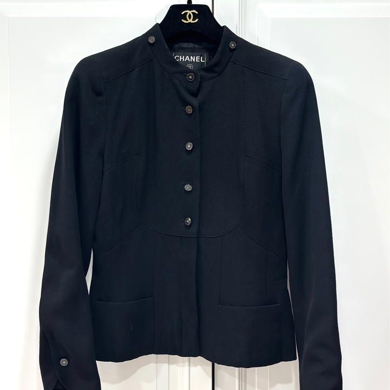 CHANEL 香奈兒 黑色 立領 西外 西裝外套 夾克 外套-0
