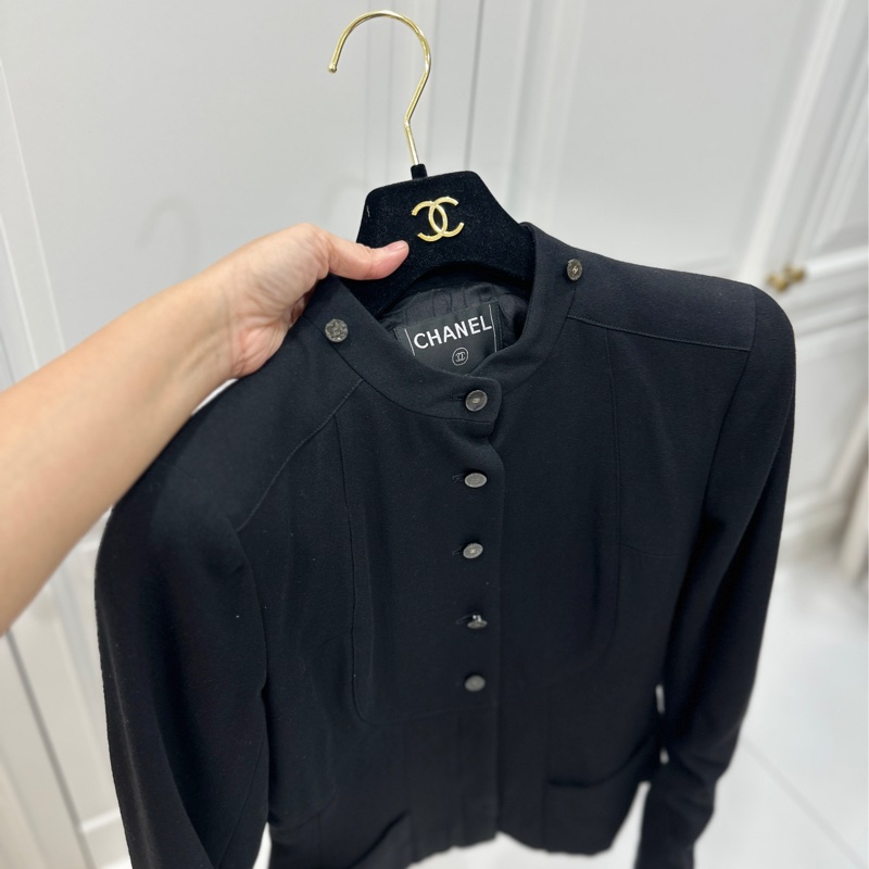CHANEL 香奈兒 黑色 立領 西外 西裝外套 夾克 外套-3