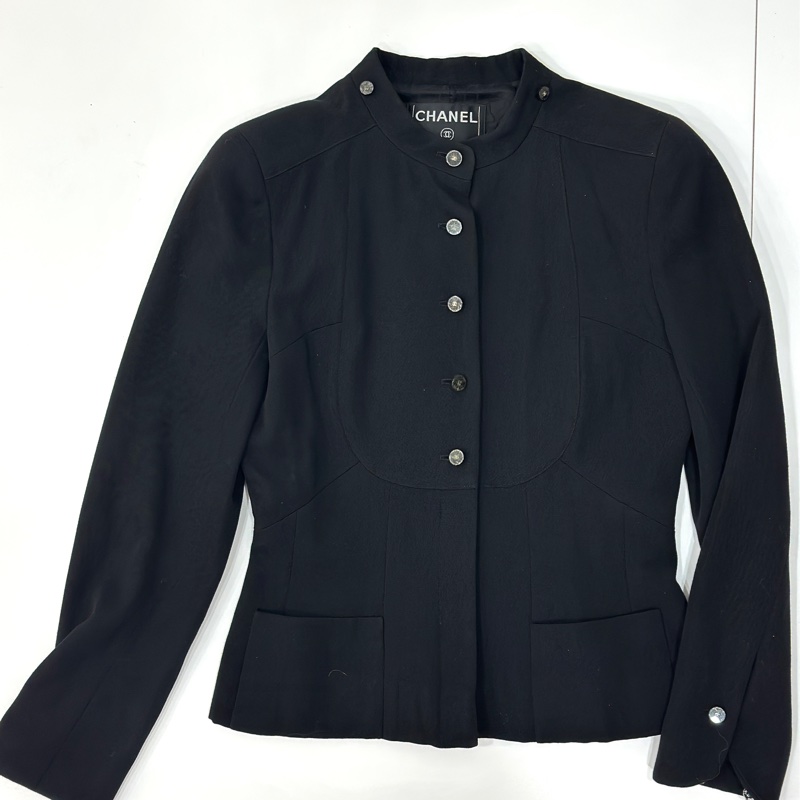 CHANEL 香奈兒 黑色 立領 西外 西裝外套 夾克 外套-9
