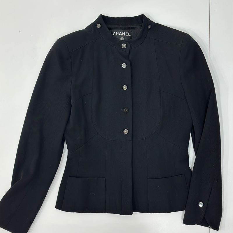 CHANEL 香奈兒 黑色 立領 西外 西裝外套 夾克 外套-10