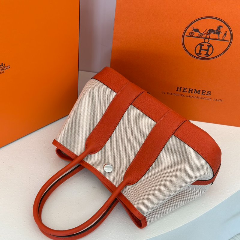 HERMES Mini garden party - 帆布火焰橙-6
