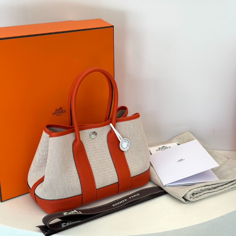 HERMES Mini garden party - 帆布火焰橙-7