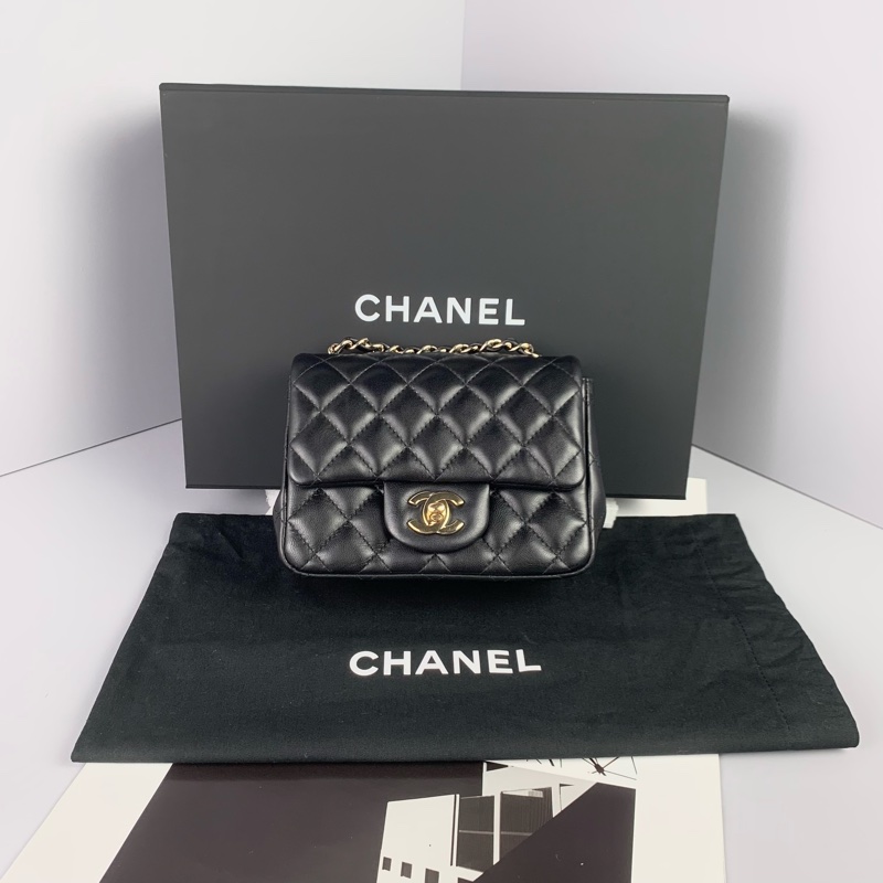 ◻️Chanel黑色淡金方胖子-芯片款-0