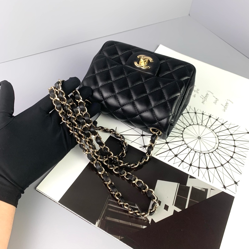 ◻️Chanel黑色淡金方胖子-芯片款-12