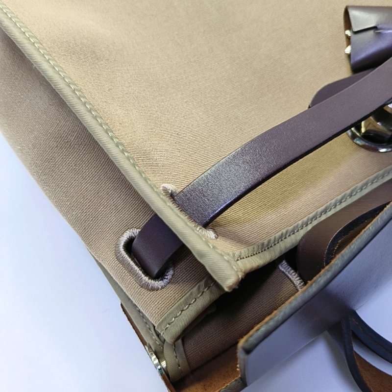 HERMÈS Herbag 31 千邑色帆布單肩包 肩背包 手提包 銀色五金-14