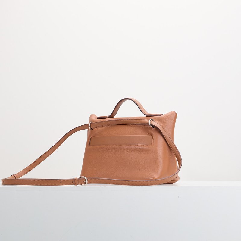 Hermès mini 2424 金棕銀扣B刻-2