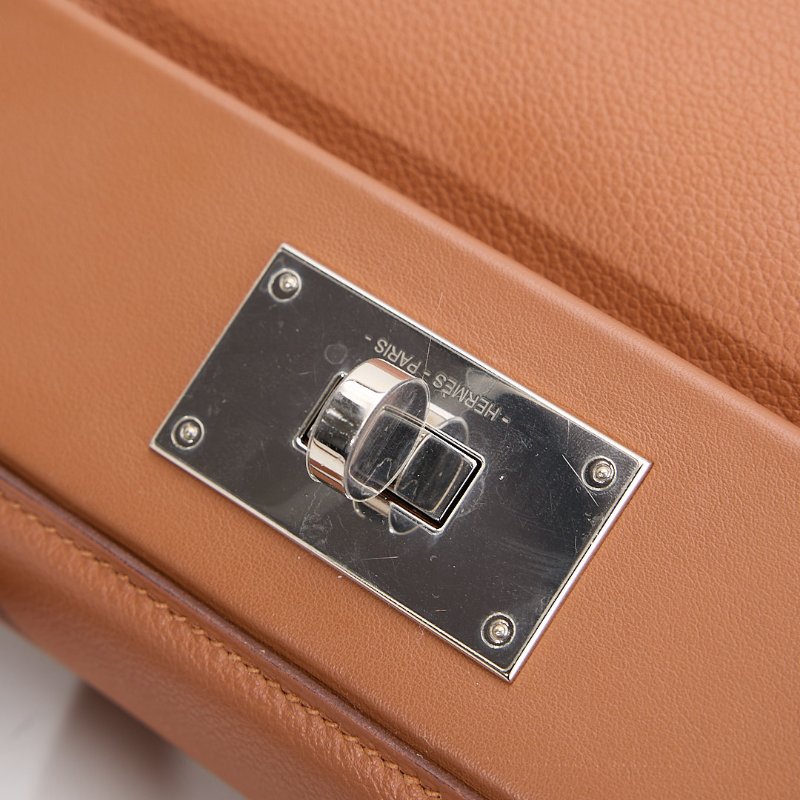 Hermès mini 2424 金棕銀扣B刻-11