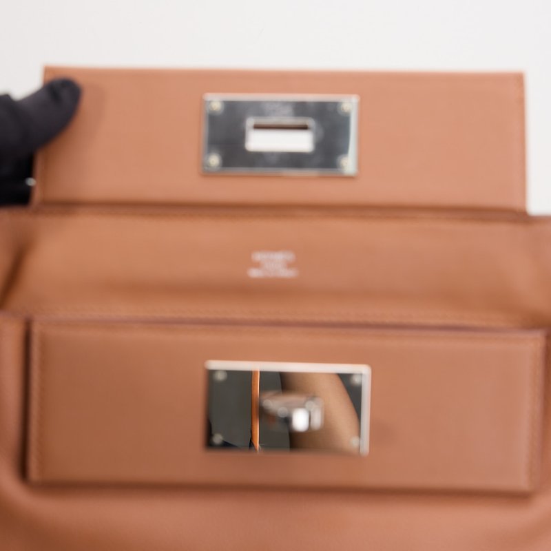 Hermès mini 2424 金棕銀扣B刻-21