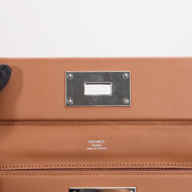 Hermès mini 2424 金棕銀扣B刻-22