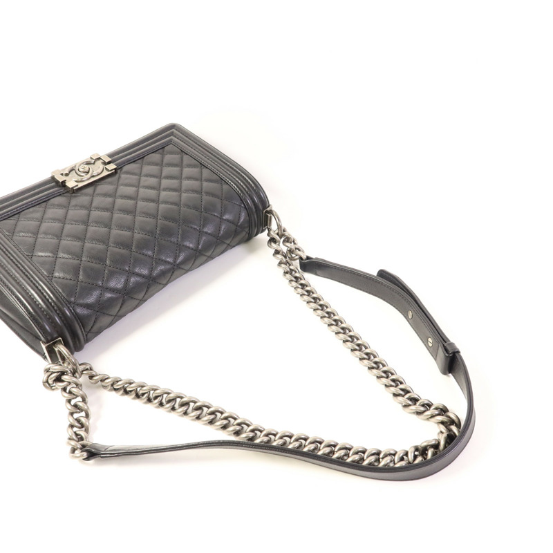 CHANEL 牛皮皮革Boy 25鏈帶肩背袋-5