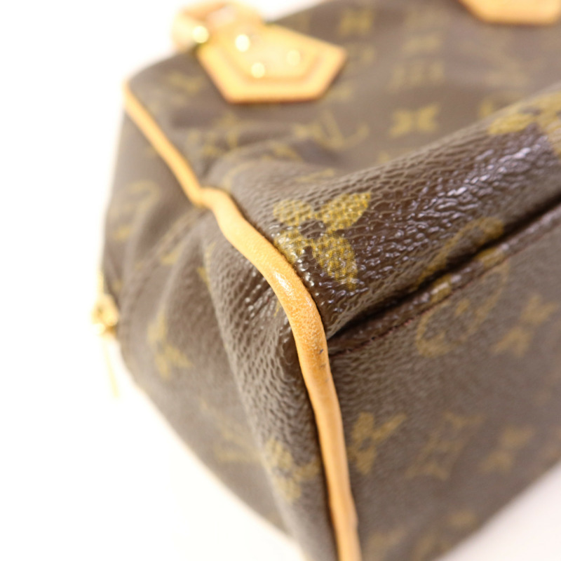 LOUIS VUITTON Monogram Manhattan PM金扣手挽袋棕色-13