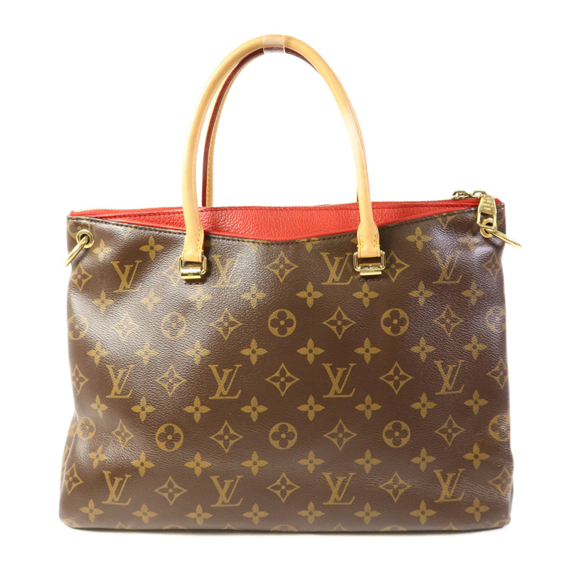 LOUIS VUITTON Monogram Pallas金扣手挽肩背兩用袋棕色/紅色-1