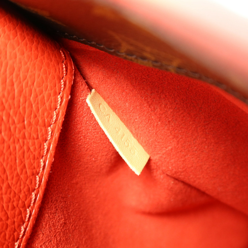 LOUIS VUITTON Monogram Pallas金扣手挽肩背兩用袋棕色/紅色-6