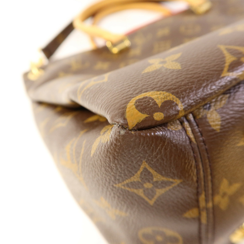 LOUIS VUITTON Monogram Pallas金扣手挽肩背兩用袋棕色/紅色-10