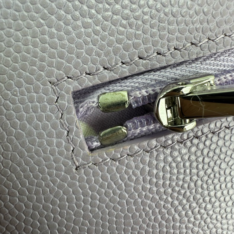 CHANEL 24P 紫色鏤空字母銀扣 荔枝牛皮WOC-6