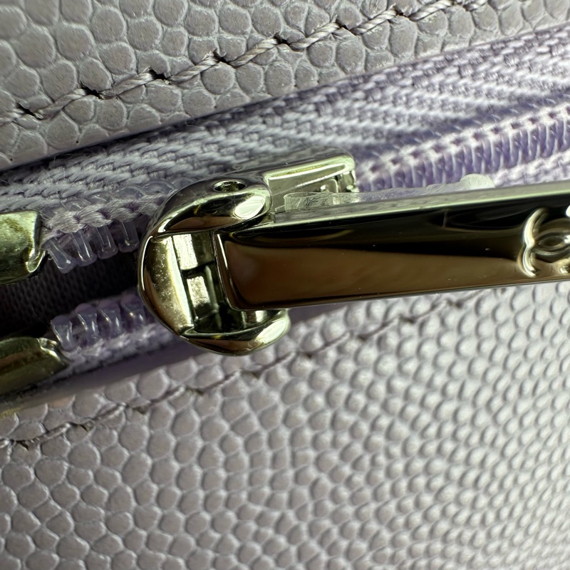 CHANEL 24P 紫色鏤空字母銀扣 荔枝牛皮WOC-7