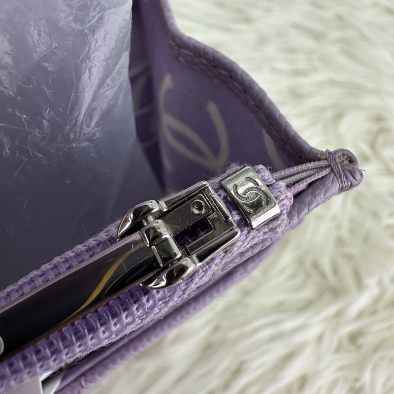 CHANEL 24P 紫色鏤空字母銀扣 荔枝牛皮WOC-11
