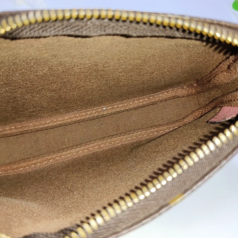LOUIS VUITTON ACCESSOIRES 迷你 棕色塗層帆布老花印花小麻將手提包 金色五金-6
