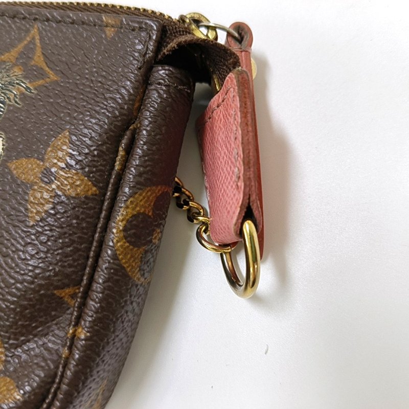 LOUIS VUITTON ACCESSOIRES 迷你 棕色塗層帆布老花印花小麻將手提包 金色五金-8