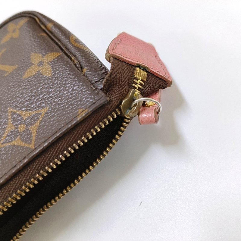 LOUIS VUITTON ACCESSOIRES 迷你 棕色塗層帆布老花印花小麻將手提包 金色五金-11