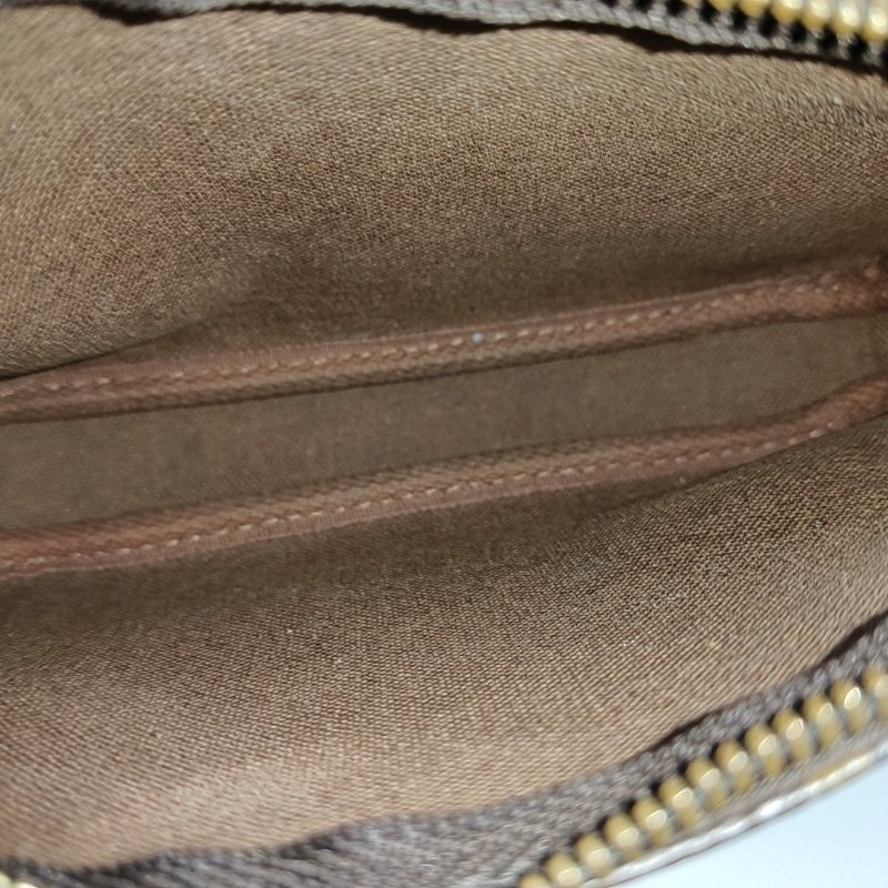LOUIS VUITTON ACCESSOIRES 迷你 棕色塗層帆布老花印花小麻將手提包 金色五金-12