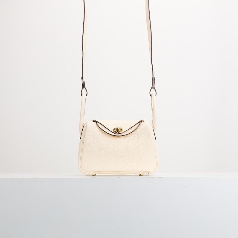 Hermès mini Lindy奶油白金扣-0