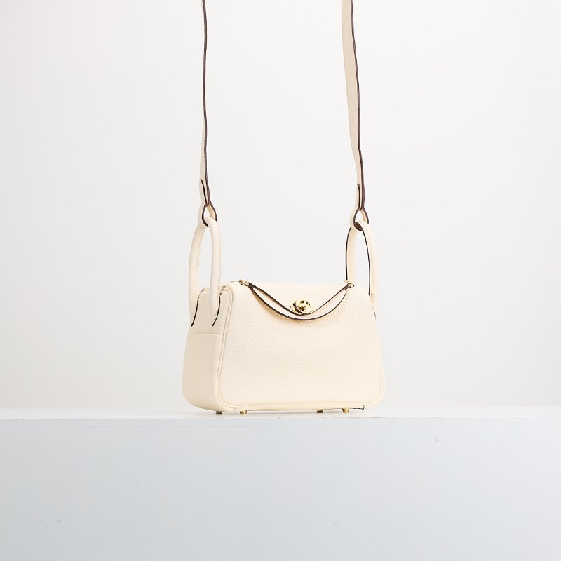 Hermès mini Lindy奶油白金扣-1