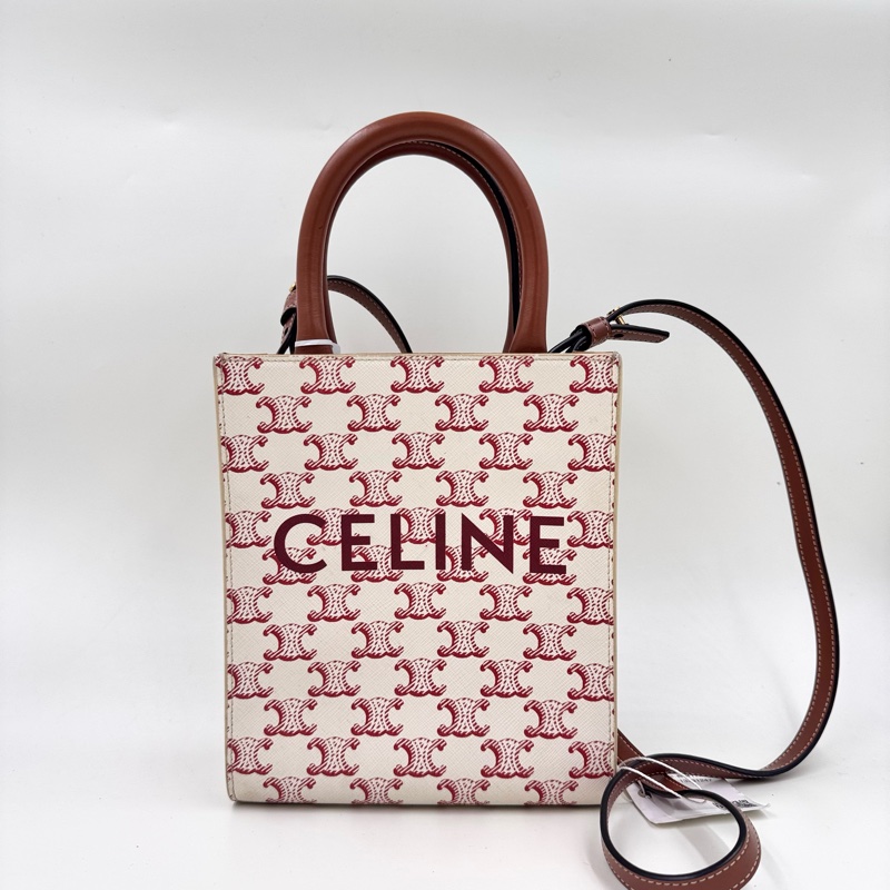 Celine / 賽琳 凱旋門花紋 红色 老花 mini Cabas 手袋-0