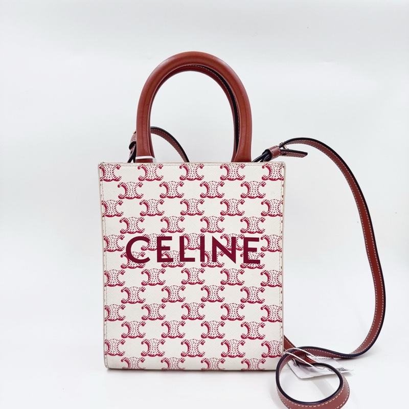 Celine / 賽琳 凱旋門花紋 红色 老花 mini Cabas 手袋-6