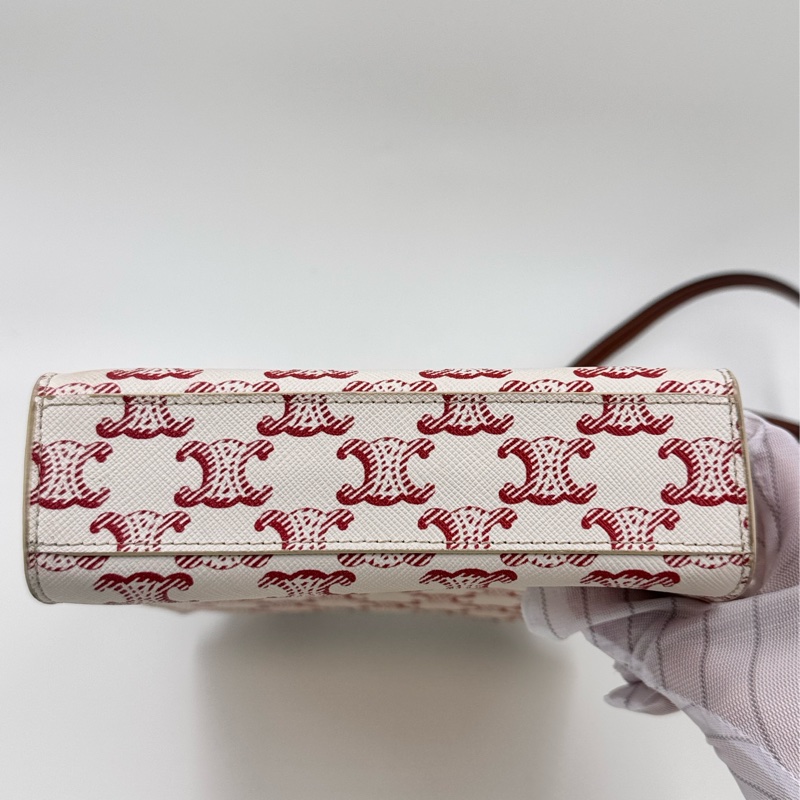 Celine / 賽琳 凱旋門花紋 红色 老花 mini Cabas 手袋-8