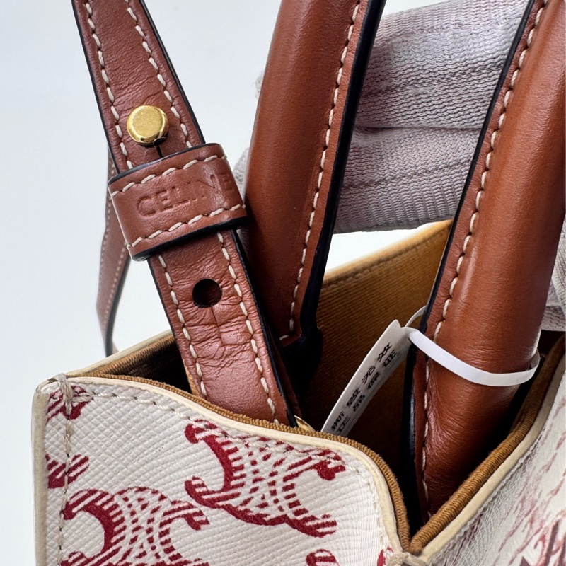 Celine / 賽琳 凱旋門花紋 红色 老花 mini Cabas 手袋-13