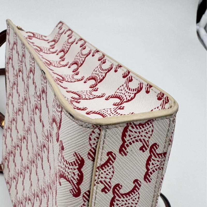 Celine / 賽琳 凱旋門花紋 红色 老花 mini Cabas 手袋-14