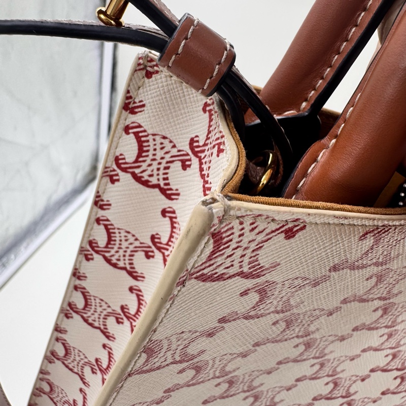 Celine / 賽琳 凱旋門花紋 红色 老花 mini Cabas 手袋-17