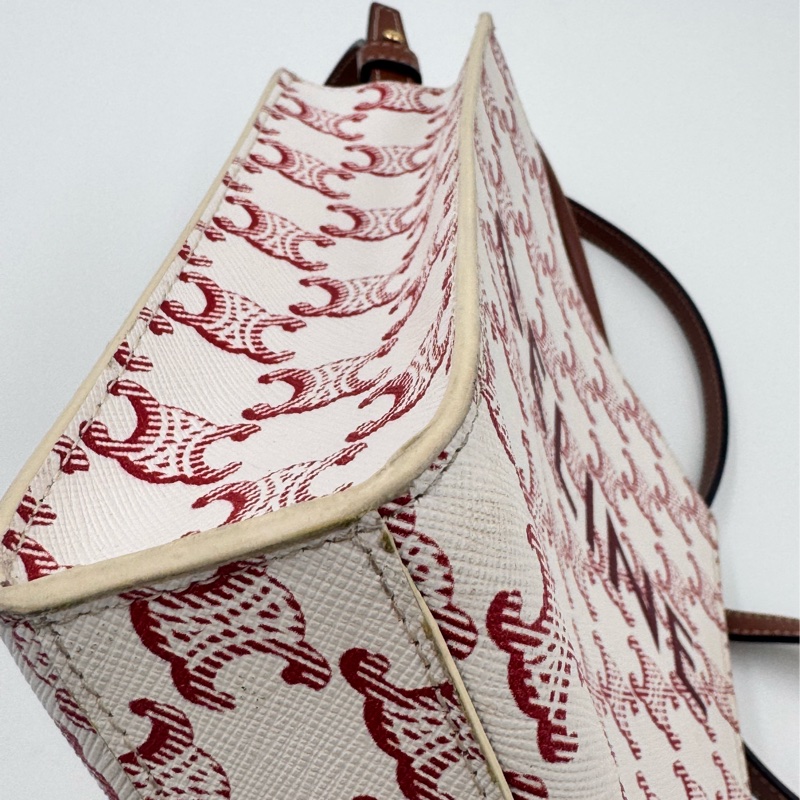 Celine / 賽琳 凱旋門花紋 红色 老花 mini Cabas 手袋-20