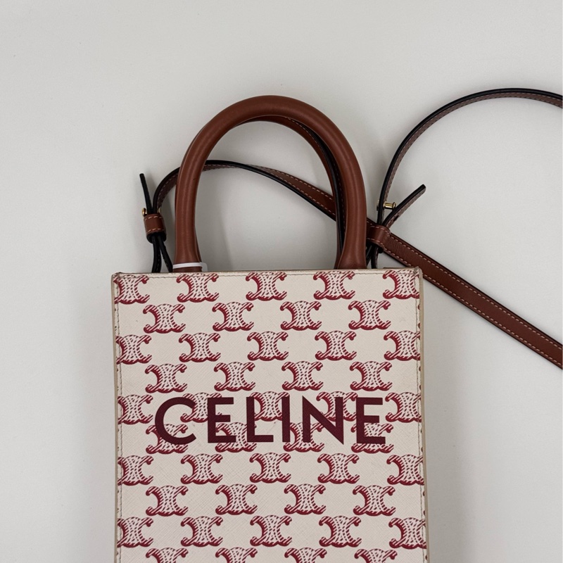 Celine / 賽琳 凱旋門花紋 红色 老花 mini Cabas 手袋-22