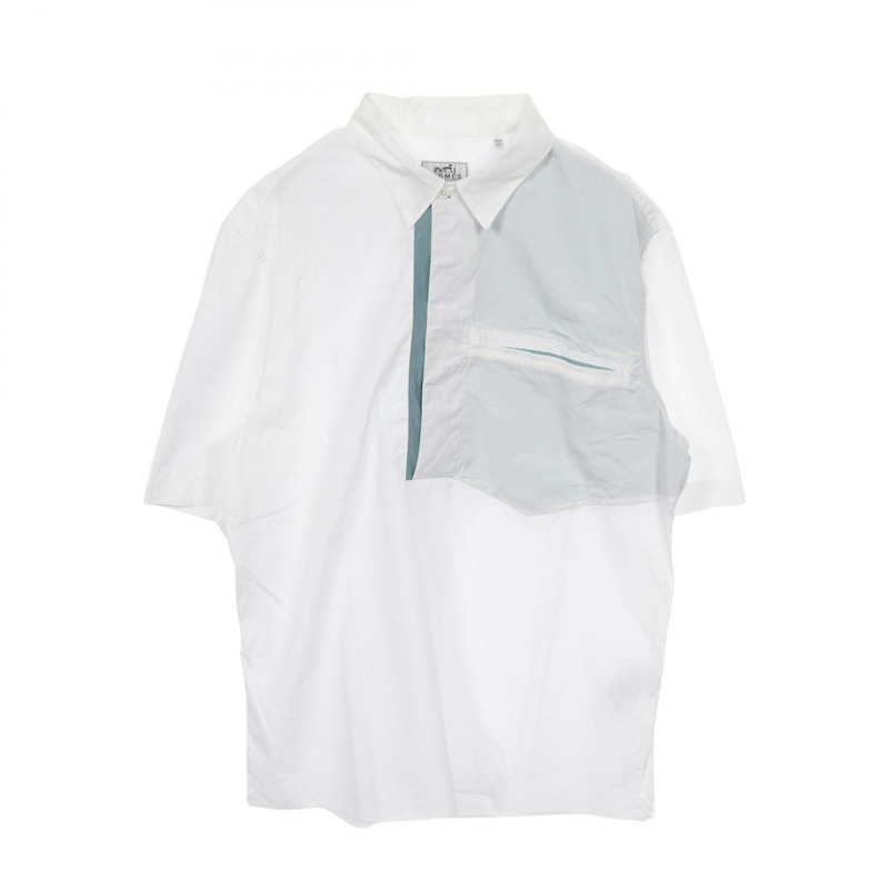 愛馬仕男士白色短袖棉質套頭衫(二手)#40-0