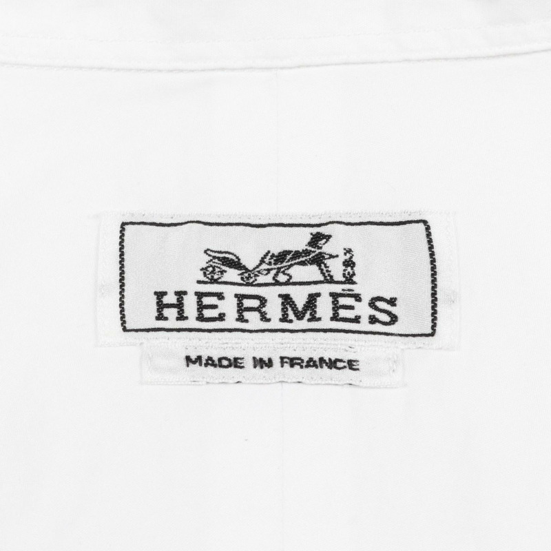 愛馬仕男士白色短袖棉質套頭衫(二手)#40-2
