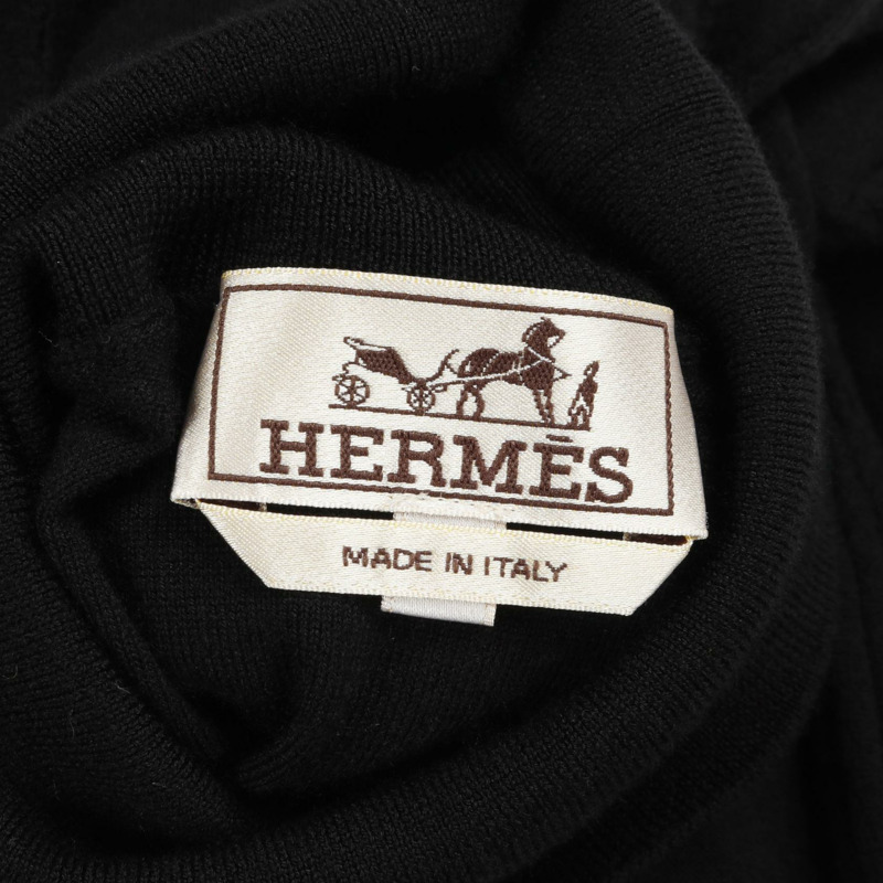 愛馬仕 Jeu de points harnais 針織毛衣羊毛衫 黑色 二手 男款 #S-2