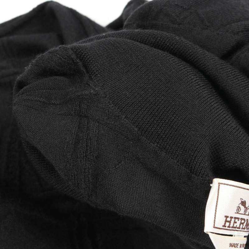 愛馬仕 Jeu de points harnais 針織毛衣羊毛衫 黑色 二手 男款 #S-5
