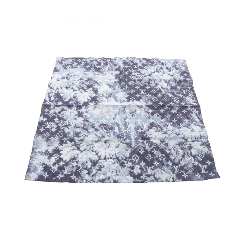 LOUIS VUITTON 口罩袋套 頭巾 MP3127 棉質海軍藍白色 二手男款-3