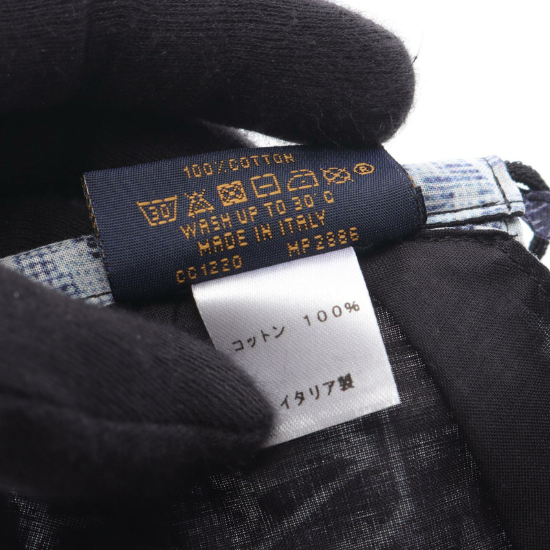 LOUIS VUITTON 口罩袋套 頭巾 MP3127 棉質海軍藍白色 二手男款-5