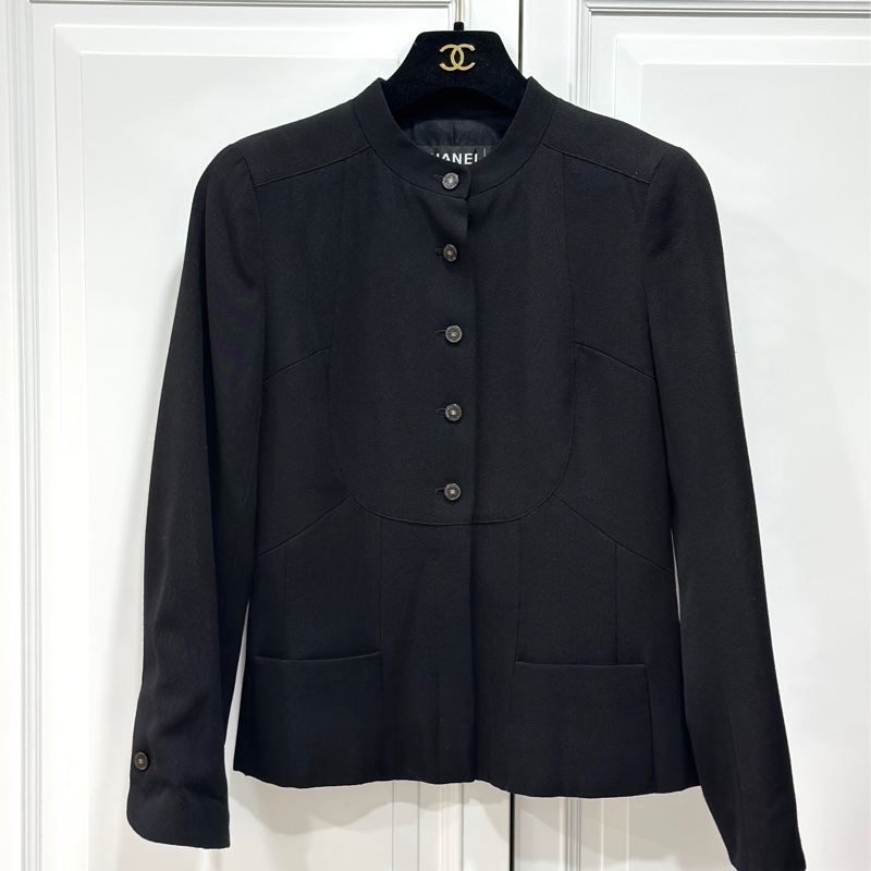 CHANEL 香奈兒 黑色 立領 西外 西裝外套 夾克 外套-0