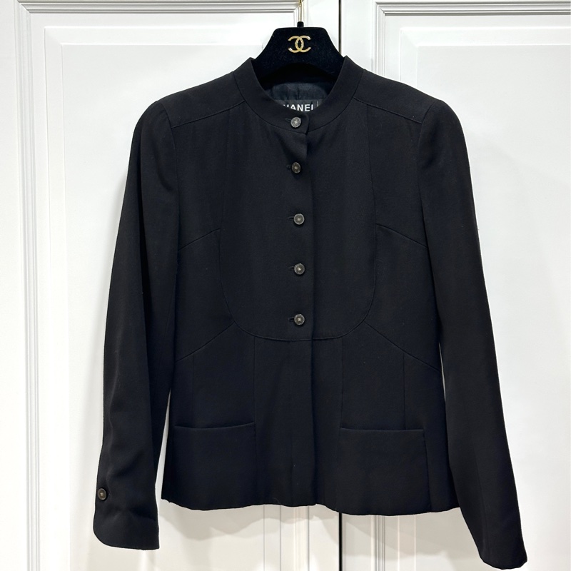 CHANEL 香奈兒 黑色 立領 西外 西裝外套 夾克 外套-1