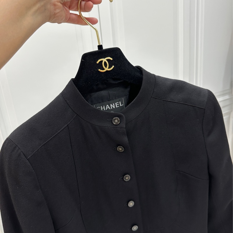 CHANEL 香奈兒 黑色 立領 西外 西裝外套 夾克 外套-3
