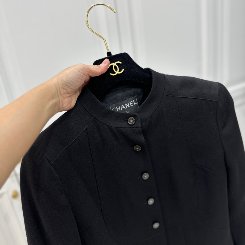 CHANEL 香奈兒 黑色 立領 西外 西裝外套 夾克 外套-4